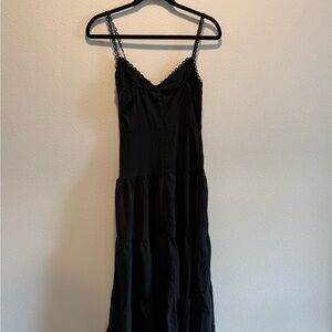 Cider Black Maxi Dress with Lace Straps